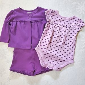 Garanimals (3) Piece Lavender & Purple Set Baby Girl